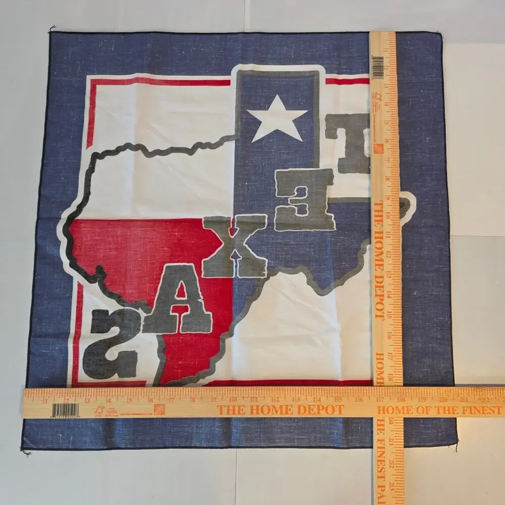 Vintage Texas State Flag Map Bandana Made in USA Y2K Western Hankie